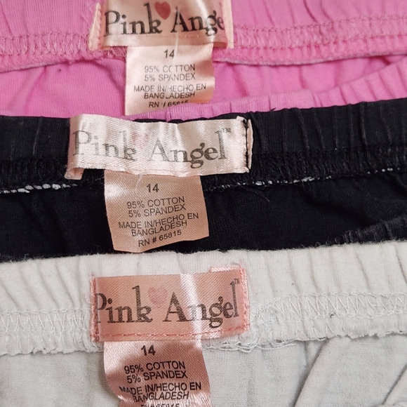 Pink Angel Pink/White/Black Bike Shorts 3-PC Bundle | Girls Size 14 - Picture 2 of 9